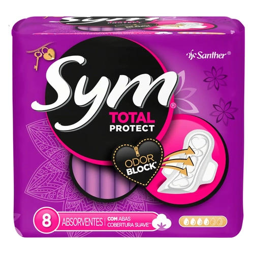 Absorvente Sym Total Protect Com Abas Suave 8 Unidades