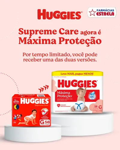 Fralda Huggies Hiper Máxima Proteção G 58 Unidades (9 - 12,5Kg)