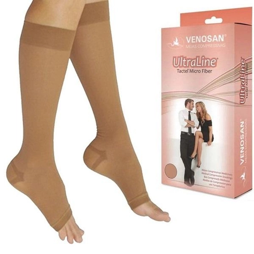 Meia Venosan Ultraline 4000 Comp. 20-30 Panturrilha G Pe Aberto Bege