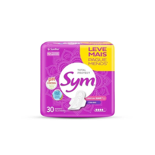 Absorvente Sym Total Protect Com Abas Suave 30 Unidades