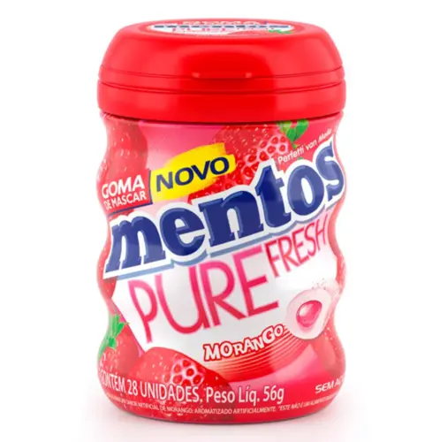 Chiclete Mentos Garrafa Morango 56G