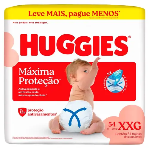 Fralda Huggies Hiper Máxima Proteção Xxg 54 Unidades (14 - 20Kg)