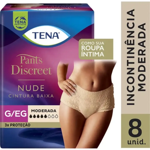 Fralda Tena Pants Discreet Nud G/Eg 8Un + 1Un Grátis