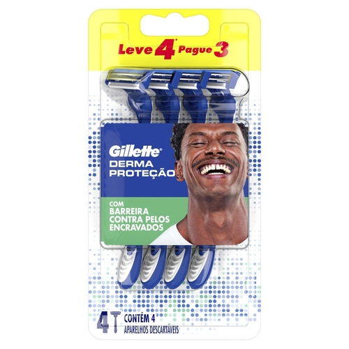 Aparelho de Barbear Gillette Prestobarba Derma Protecão 4 Unidades