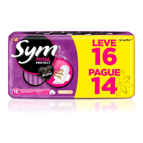 Absorvente Sym Total Protect Com Abas Suave 16 Unidades