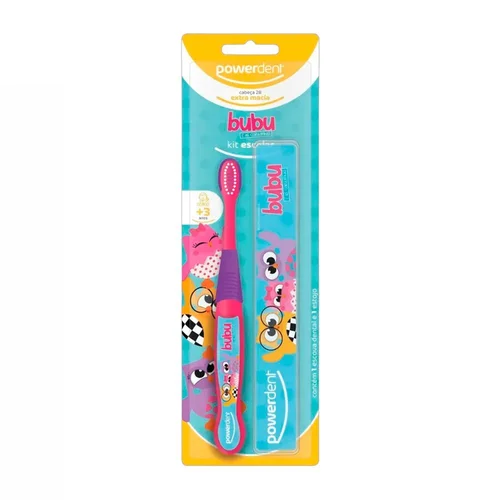 Escova Dental Powerdent C/Estojo Infantil Bubu 3+