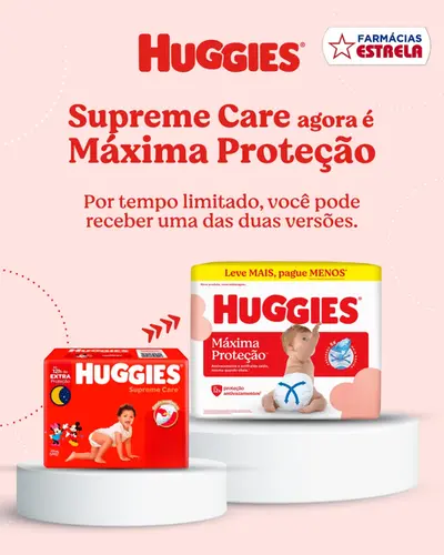 Fralda Huggies Hiper Máxima Proteção M 66 Unidades (5,5 - 9,5Kg)