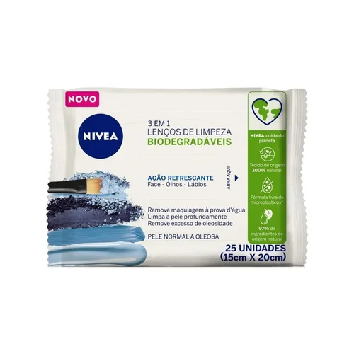 Lenços de Limpeza Nivea Demaquilante Refrescante 3 em 1 25 Unidades