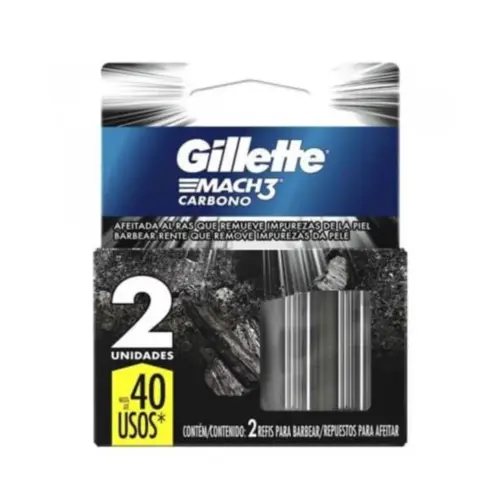 Carga Para Aparelho de Barbear Gillette Mach3 Carbono 2 Unidades