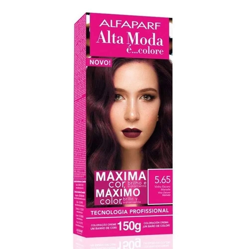 Coloração Creme Permanente Alfaparf Alta Moda 5.65 Castanho Claro Vinho