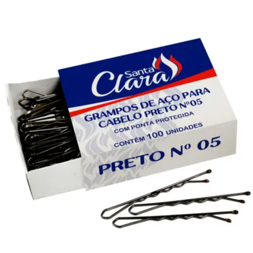 Grampo De Cabelo Santa Clara Preto 100 Unidades