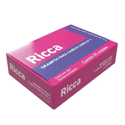 Grampo de Cabelo Ricca 3107 Preto 100 Unidades