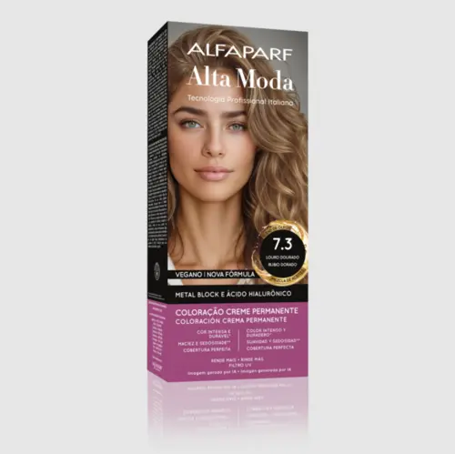 Coloração Creme Permanente Alfaparf Alta Moda 7.3 Louro Dourado