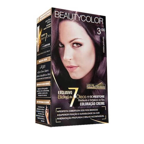 Kit Coloração Beauty Color Castanho Purpura 3.66