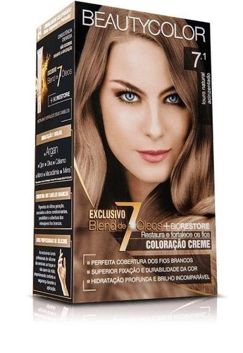Kit Coloração Beauty Color Louro Natural Acinzentado 7.1