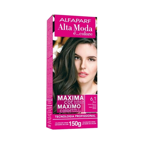 Coloração Creme Permanente Alfaparf Alta Moda 6.1 Louro Escuro Cinza