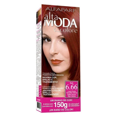 Coloração Creme Permanente Alfaparf Alta Moda 6.66 Vermelho Intenso
