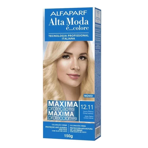 Coloração Creme Permanente Alfaparf Alta Moda 12.11 Louro Platina Cinza Intenso