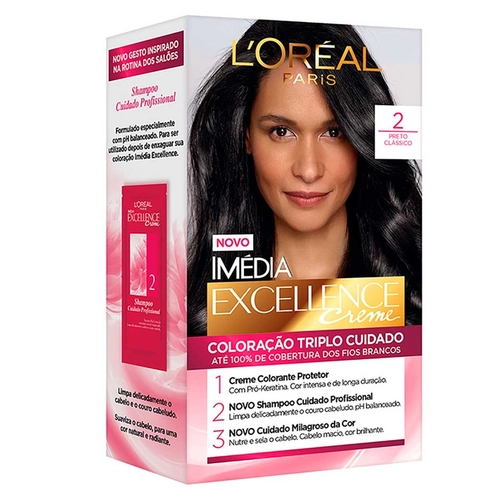 Kit Coloração Imedia Excellence Loréal Paris 2 Preto Classico