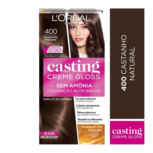 Coloração Casting Creme Gloss Loréal Paris Sem Amônia Castanho Natural 400