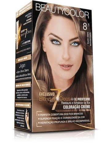 Kit Coloração Beauty Color Louro Claro Acinzentado 8.1
