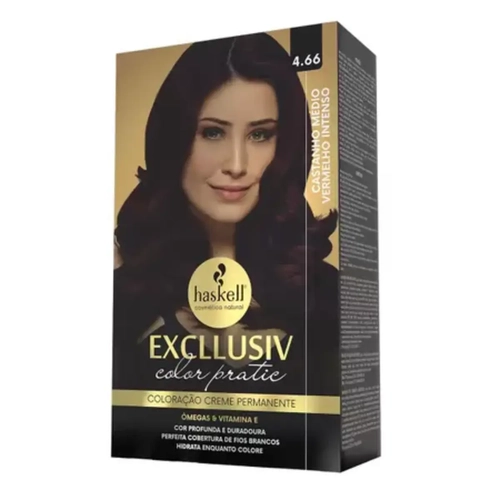 Kit Coloração Haskell Excllusiv Color Pratic 4.66 Castanho Médio Vermelho Intenso