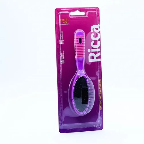 Escova de Cabelo Ricca Black Purple Oval Pequena Ref 2412