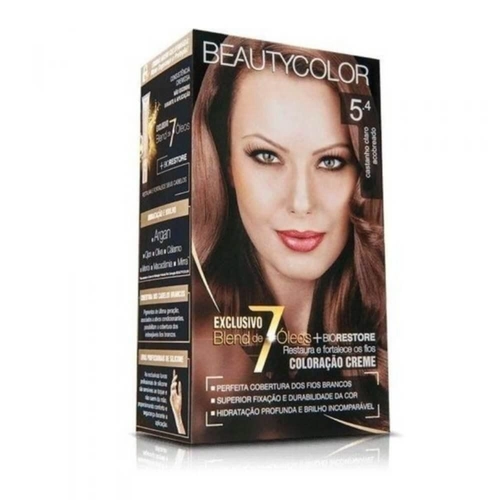 Kit Coloração Beauty Color Castanho Claro Acobreado 5.4