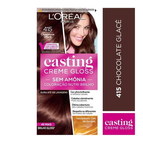 Coloração Casting Creme Gloss Loréal Paris Sem Amônia Chocolate Glacê 415