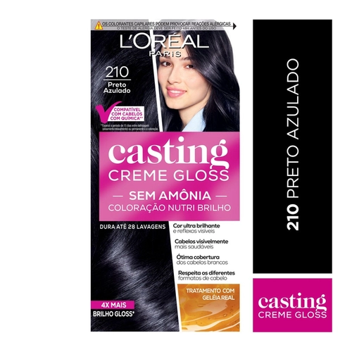 Coloração Casting Creme Gloss Loréal Paris Sem Amônia Preto Azulado 210