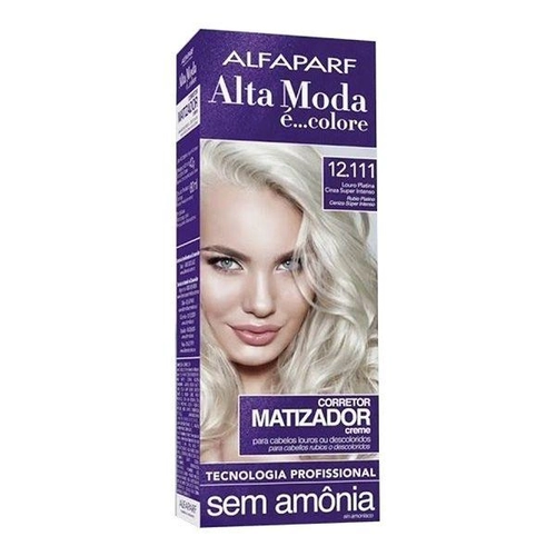 Coloração Alfaparf Alta Moda 12.111 Louro Platina Cinza Super Intenso Corretor Matizador