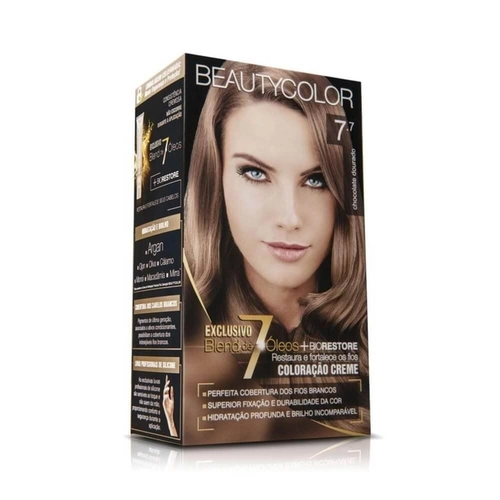 Kit Coloração Beauty Color Chocolate Dourado 7.7