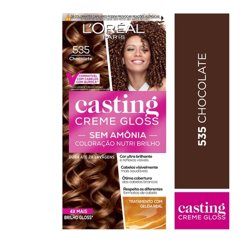 Coloração Casting Creme Gloss Loréal Paris Sem Amônia Chocolate 535