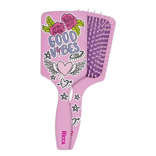 Escova De Cabelo Ricca Patches Racket Pink Ref 2434