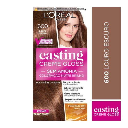 Coloração Casting Creme Gloss Loréal Paris Sem Amônia Louro Escuro 600