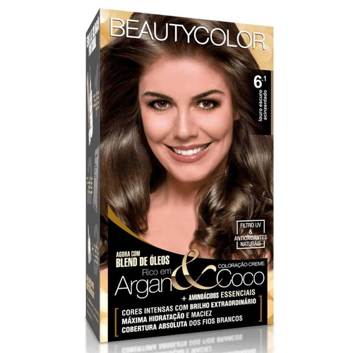 Kit Coloração Beauty Color Louro Escuro Acinzentado 6.1