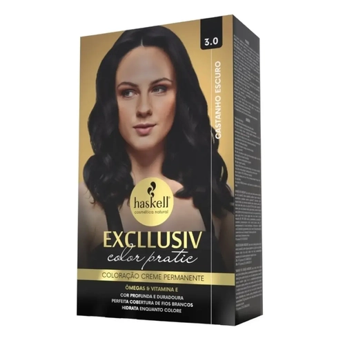 Kit Coloração Haskell Excllusiv Color Pratic 3.0 Castanho Escuro