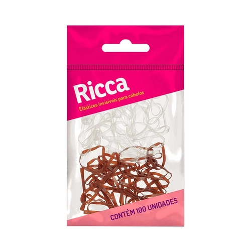 Acessório de Cabelo Elástico Ricca Marrom E Invisivel 100 Unidades Ref 3321