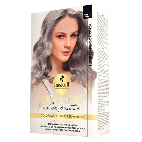 Kit Coloração Haskell Excllusiv Color Pratic 12.1 Superclareador Cinza