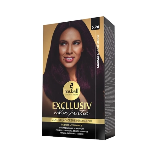 Kit Coloração Haskell Excllusiv Color Pratic 6.26 Marsala Profundo