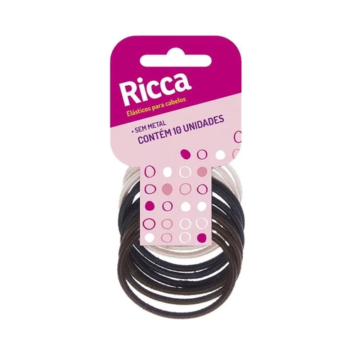 Acessório de Cabelo Elástico Ricca Sem Metal Cabelos Volumosos 6 Unidades Ref 1767