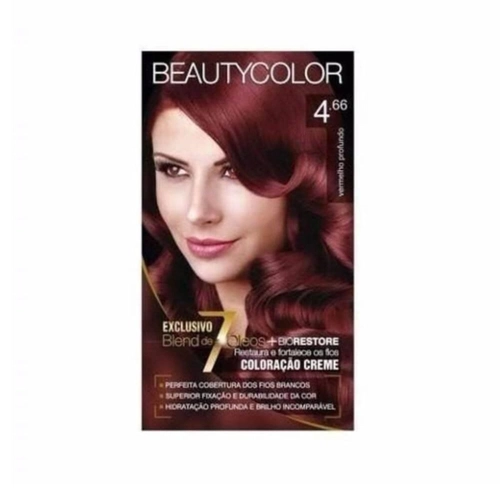 Kit Coloração Beauty Color Vermelho Profundo 4.66