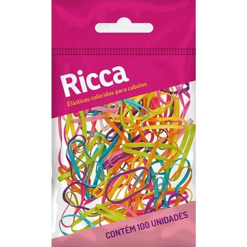 Acessório de Cabelo Elástico Ricca Coloridos 100 Unidades Ref 3341