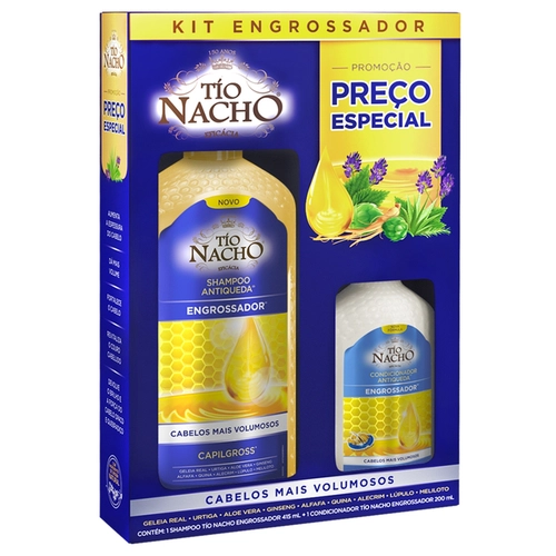 Kit Shampoo Engrossador Tio Nacho 415Ml + Condicionador 200Ml