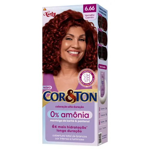 Mini Kit Coloração Cor&Ton Sem Amônia 6.66 Vermelho Carmim