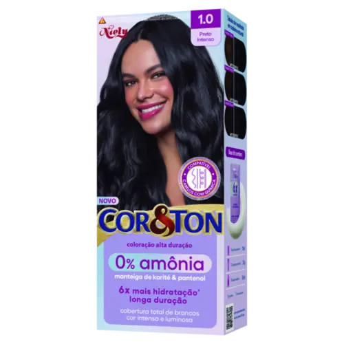 Mini Kit Coloração Cor&Ton Sem Amônia 1.0 Preto Intenso