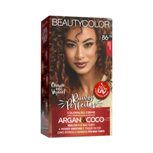 Kit Coloração Beauty Color Ruivo Caramelo 86.74 Vermelhos Infaliveis