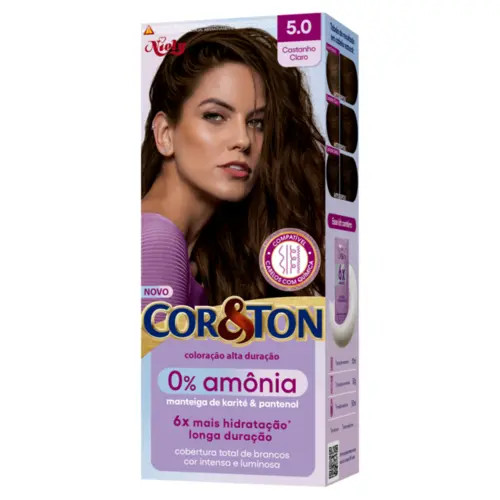 Mini Kit Coloração Cor&Ton Sem Amônia 5.0 Castanho Claro