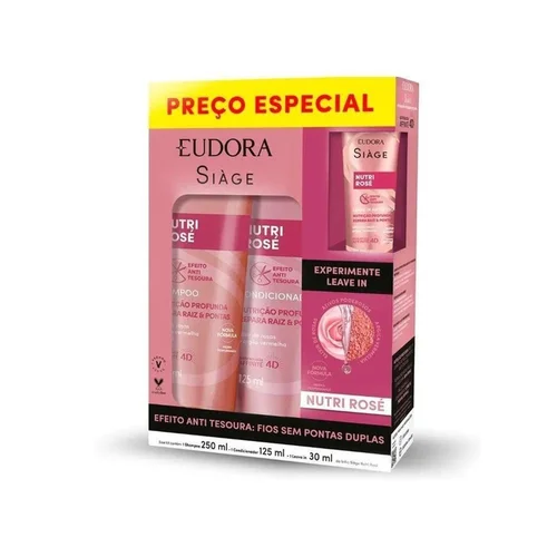 Kit Siàge Shampoo 250Ml + Condicionador 125Ml + Leave-In 30Ml Nutri Rose