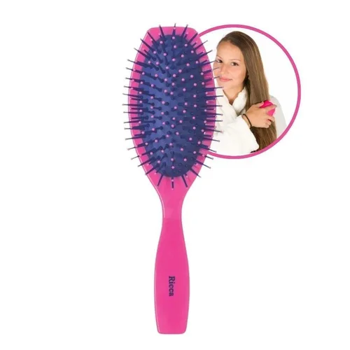 Escova de Cabelo Ricca Oval Midi Colors Pink Ref 2444